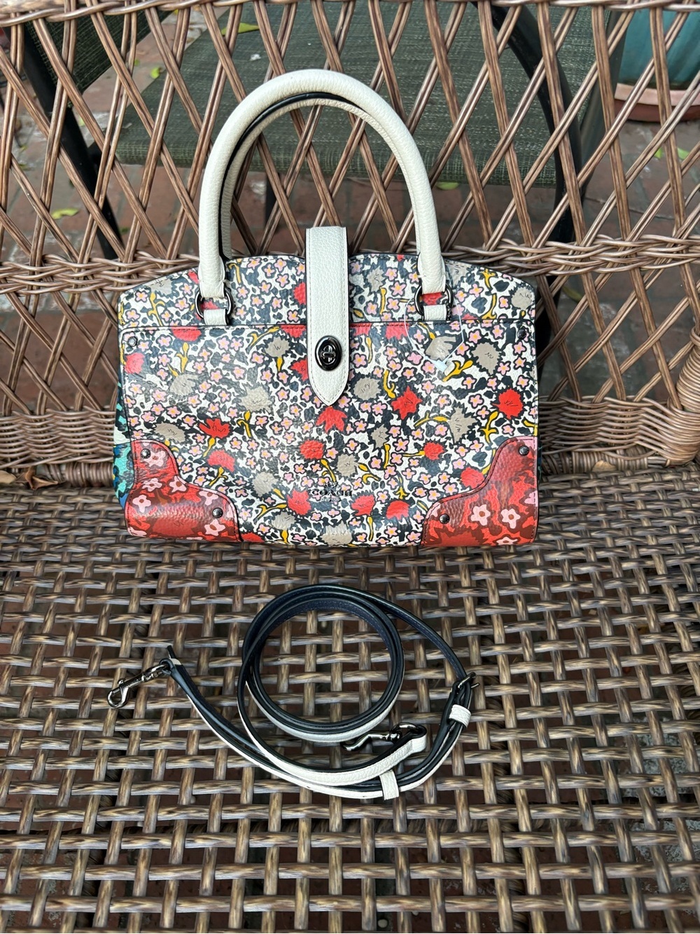 Coach Mercer Satchel 24 With Multi Yankee Floral Print - Picture 9 of 12